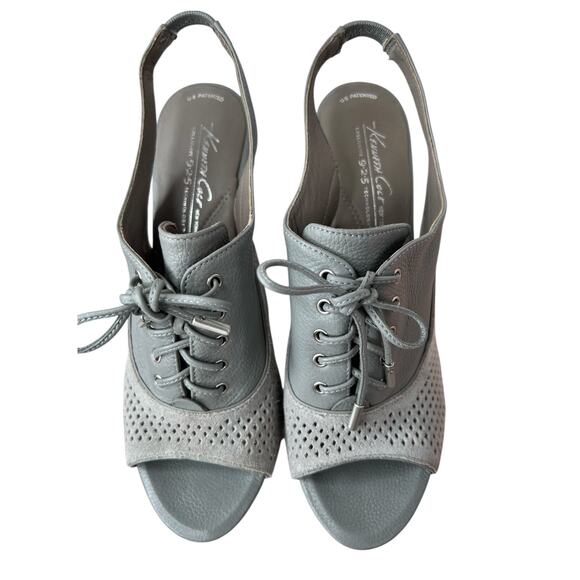 Kenneth Cole New York Perforated Leather Slingback Heels in Gray Women's Sz 7.5M - Picture 13 of 16